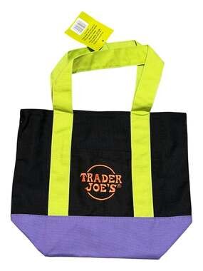 Trader Joe’s Trick or Treat Mini Canvas Tote Bag Orange Halloween NEW